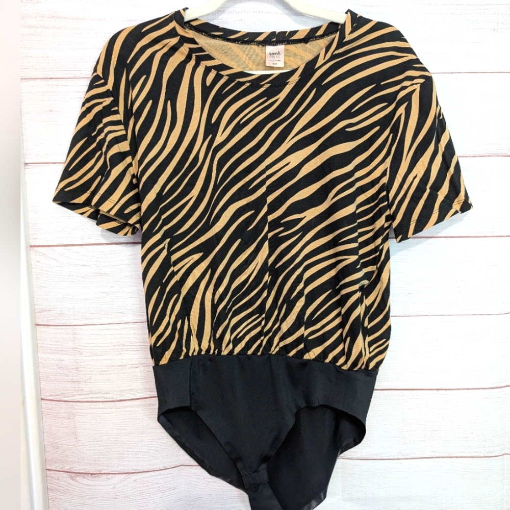 Nwot SMASH + TESS Black and Tan Zebra 🦓 Bodysuit Size Small